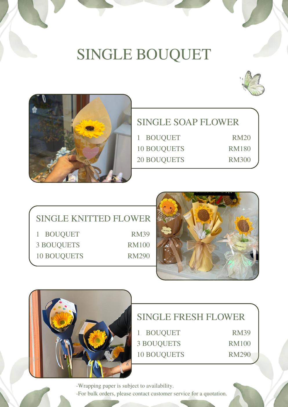 Single bouquet options from F For Flower