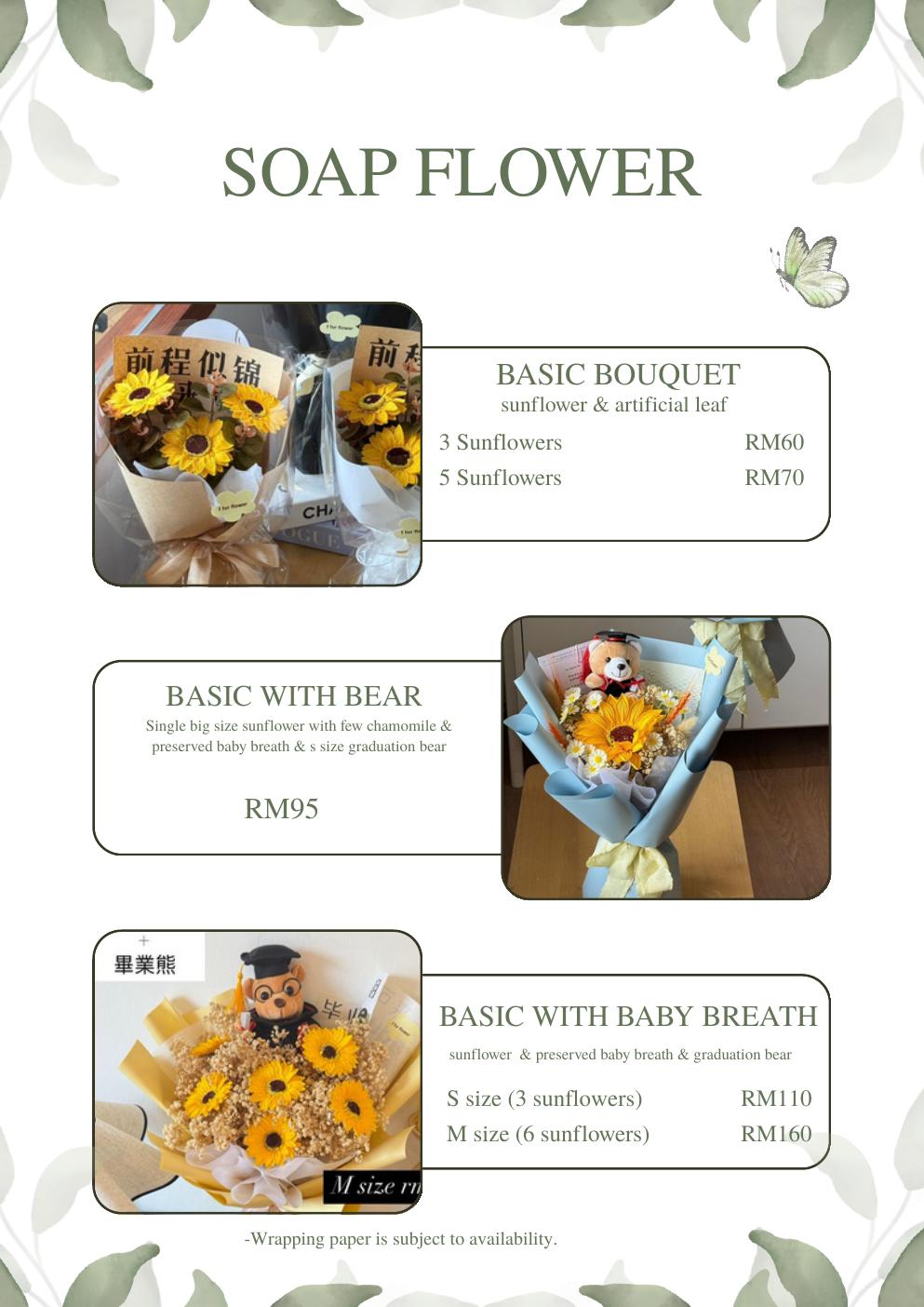 Soap flower bouquets from F For Flower